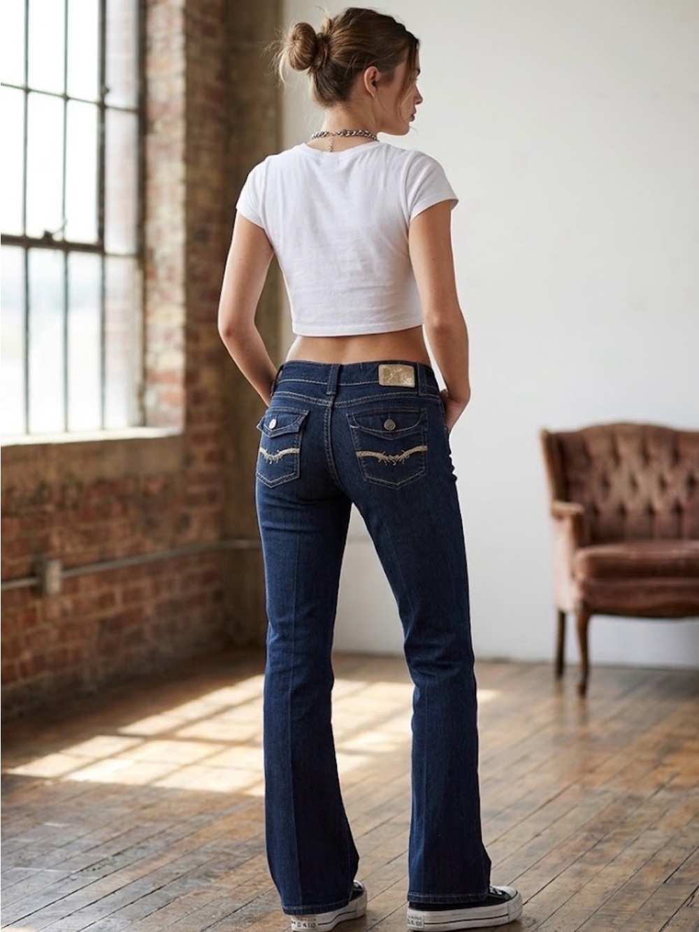 Vintage Grane Y2K Juniors Dark Blue Bootcut Jeans - Size 7 Short